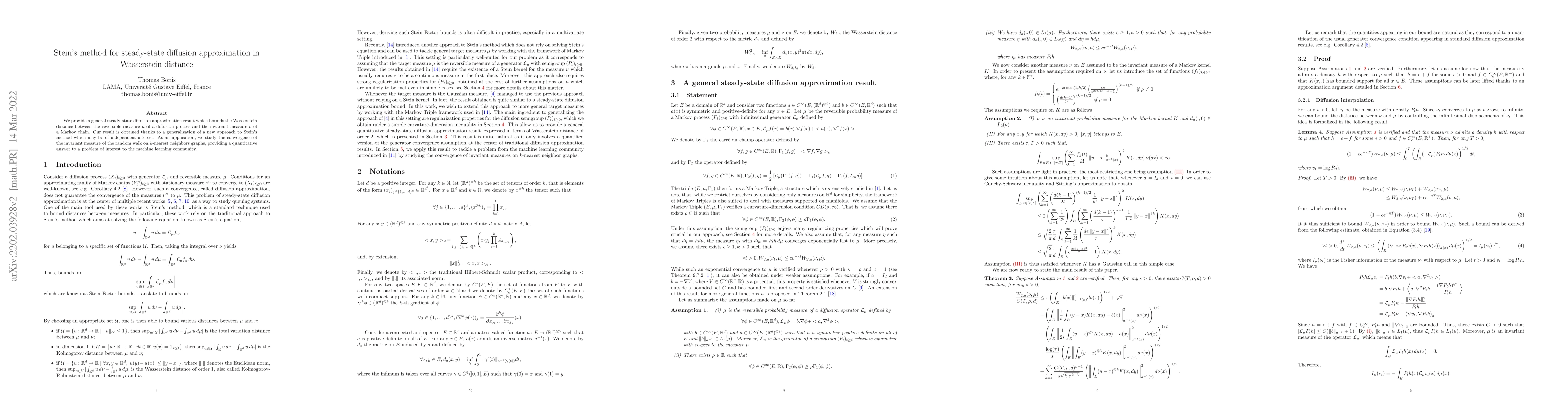Thumbnail for Stein's method for steady-state diffusion approximation in Wasserstein
  distance