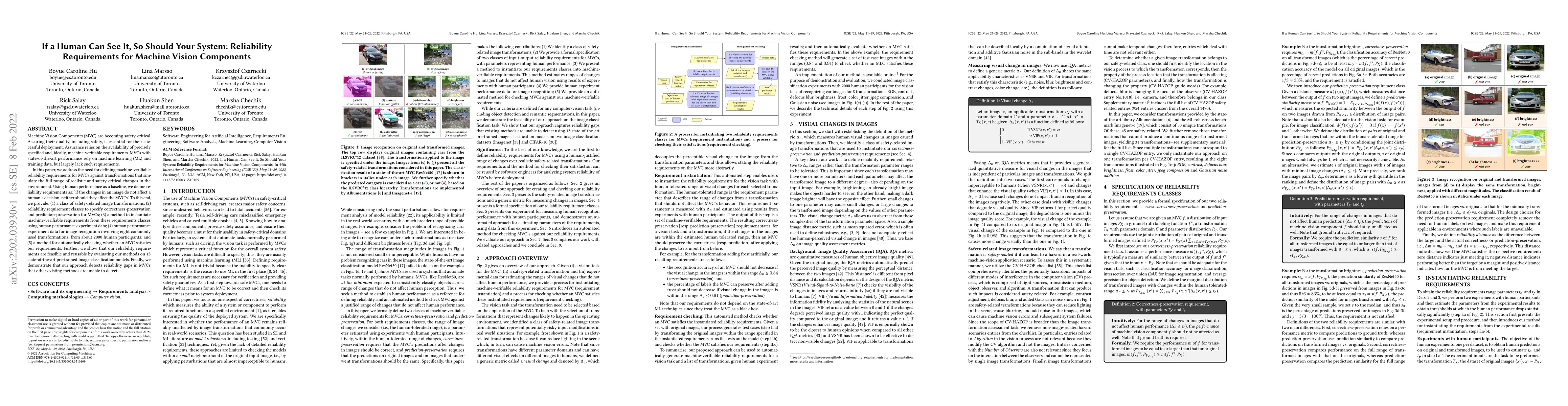 Thumbnail for If a Human Can See It, So Should Your System: Reliability Requirements
  for Machine Vision Components