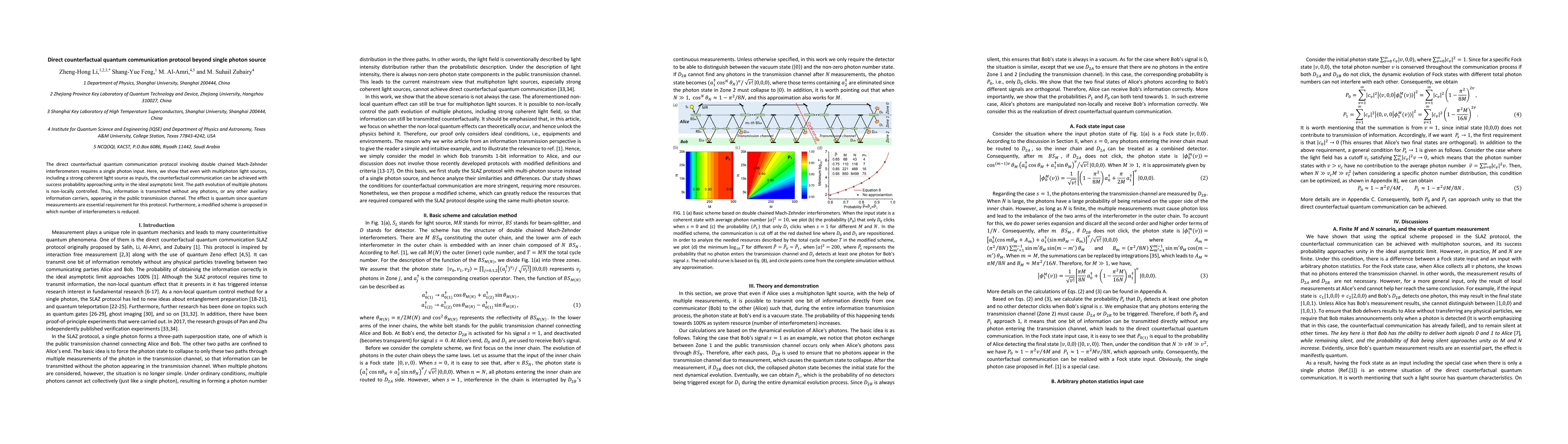 Thumbnail for Direct counterfactual quantum communication protocol beyond single
  photon source