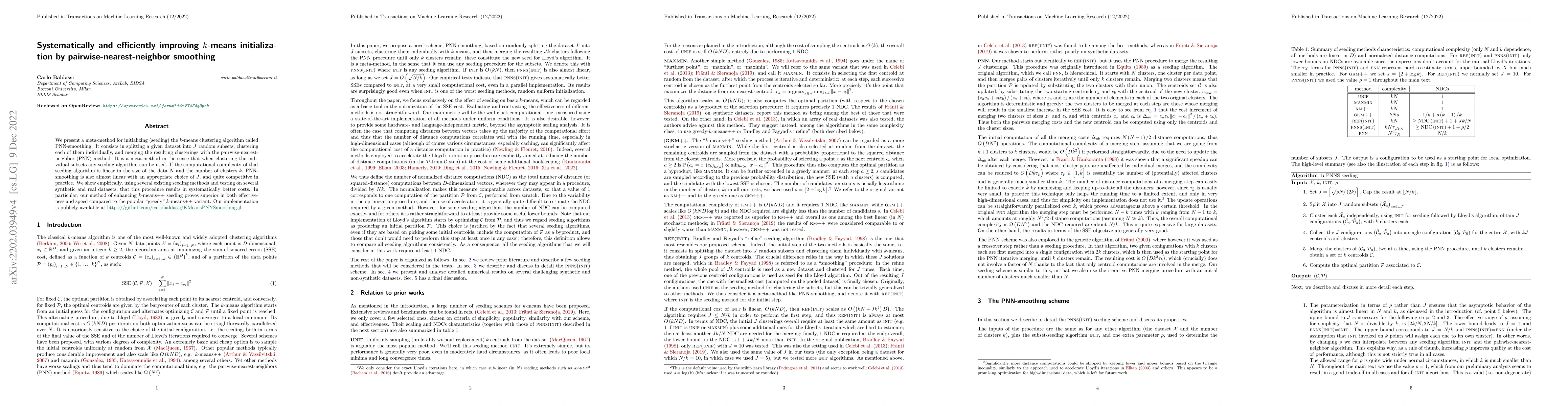 Thumbnail for Systematically and efficiently improving $k$-means initialization by
  pairwise-nearest-neighbor smoothing