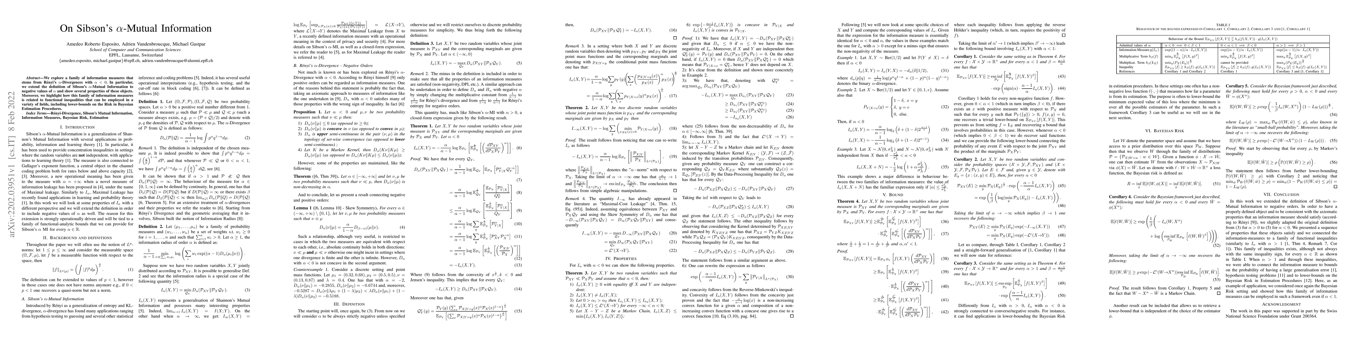 Thumbnail for On Sibson's $\alpha$-Mutual Information