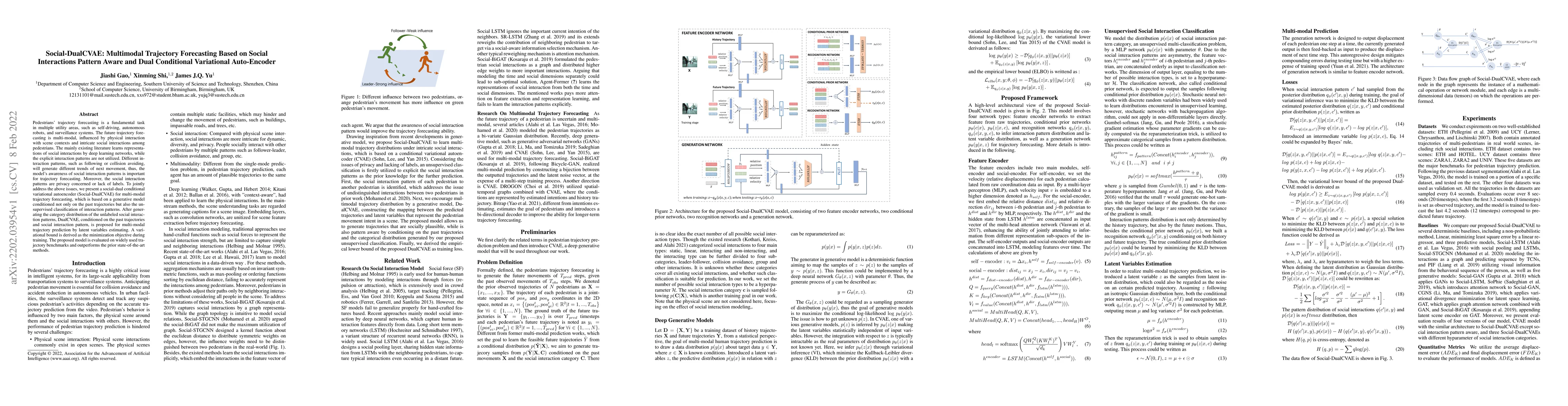 Thumbnail for Social-DualCVAE: Multimodal Trajectory Forecasting Based on Social
  Interactions Pattern Aware and Dual Conditional Variational Auto-Encoder