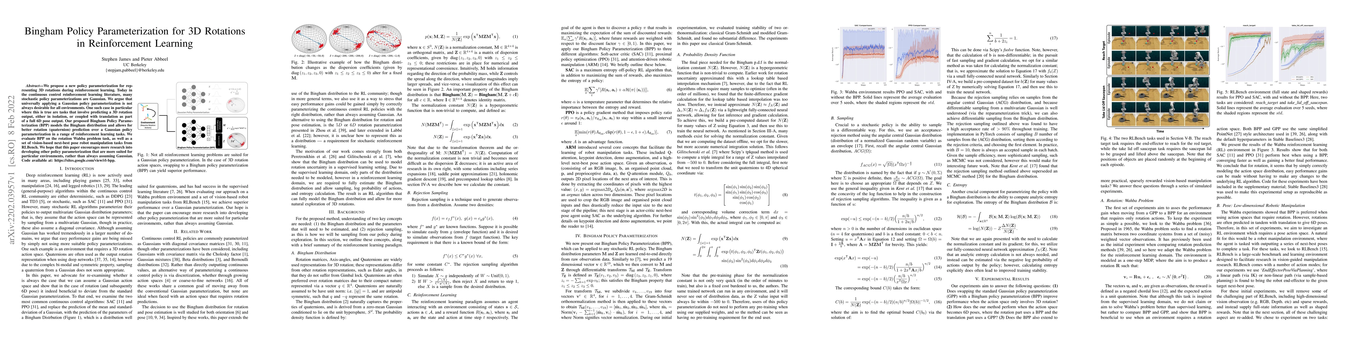 Thumbnail for Bingham Policy Parameterization for 3D Rotations in Reinforcement
  Learning