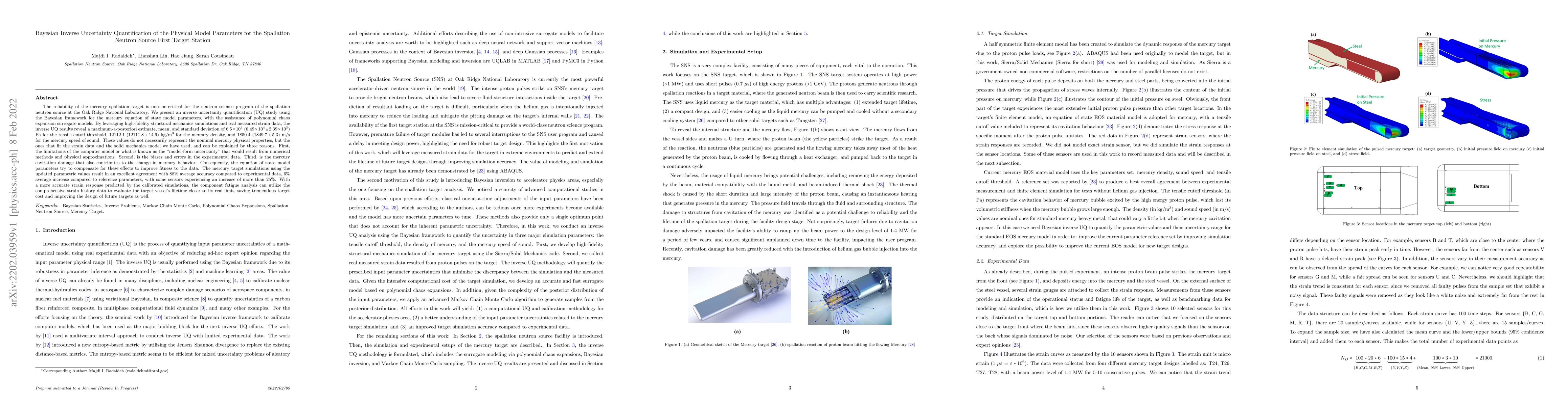 Thumbnail for Bayesian Inverse Uncertainty Quantification of the Physical Model
  Parameters for the Spallation Neutron Source First Target Station