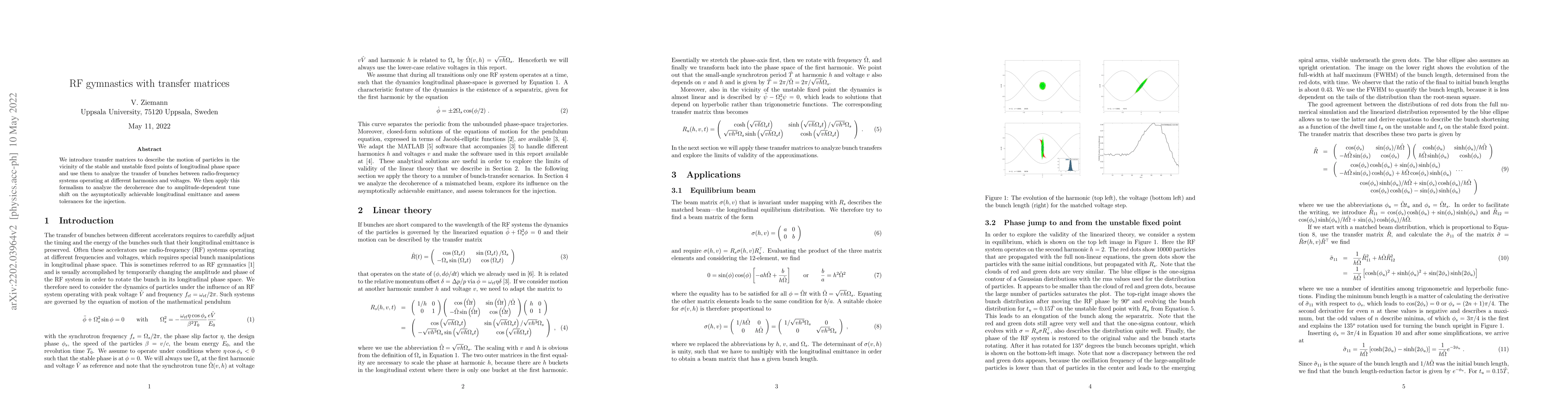 Thumbnail for RF gymnastics with transfer matrices