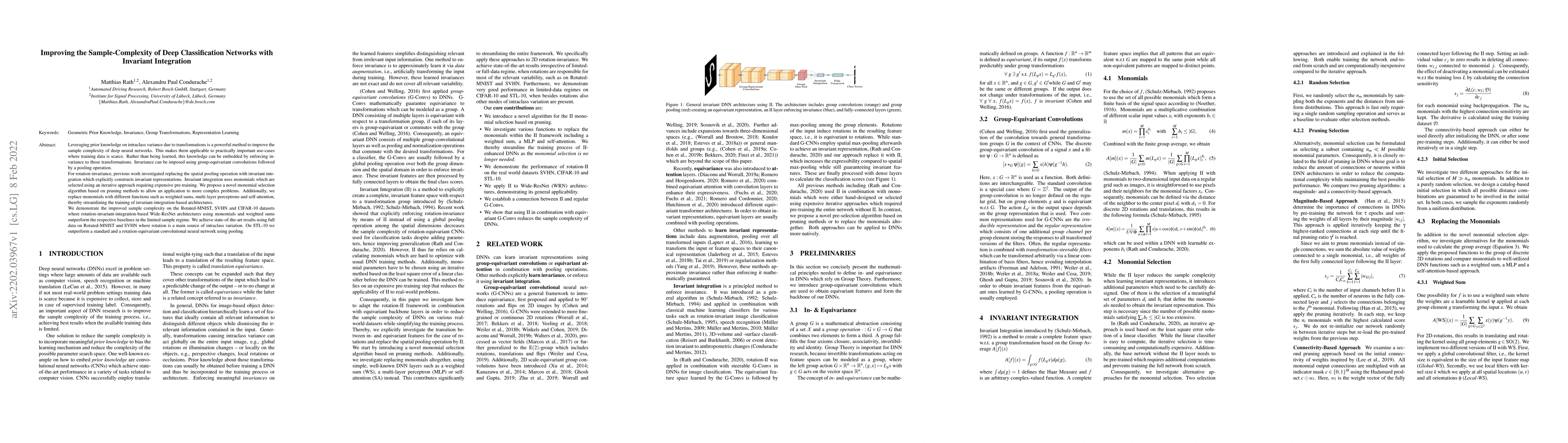Thumbnail for Improving the Sample-Complexity of Deep Classification Networks with
  Invariant Integration