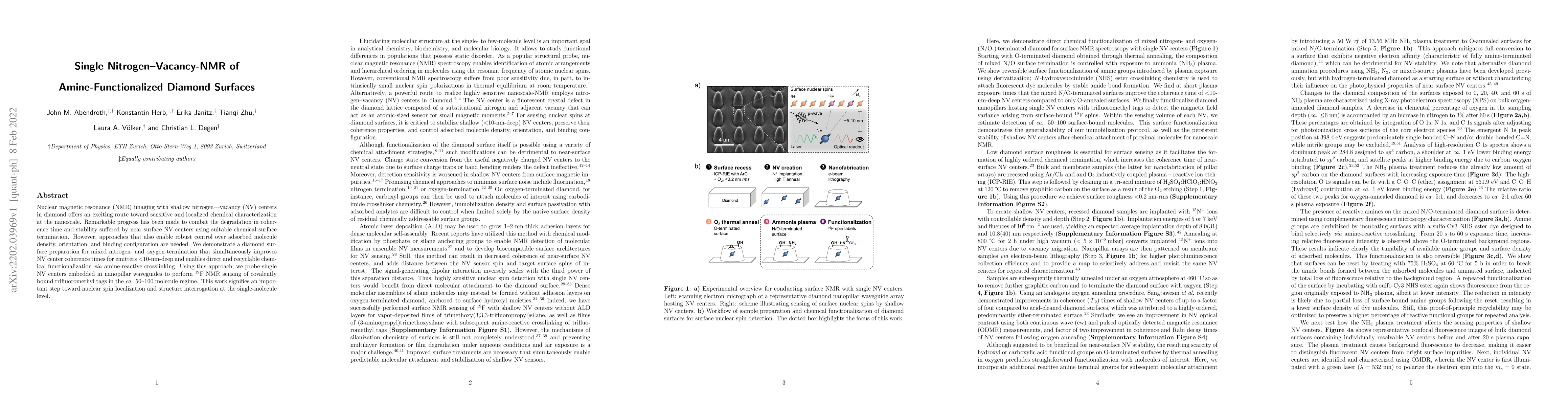 Thumbnail for Single Nitrogen-Vacancy-NMR of Amine-Functionalized Diamond Surfaces