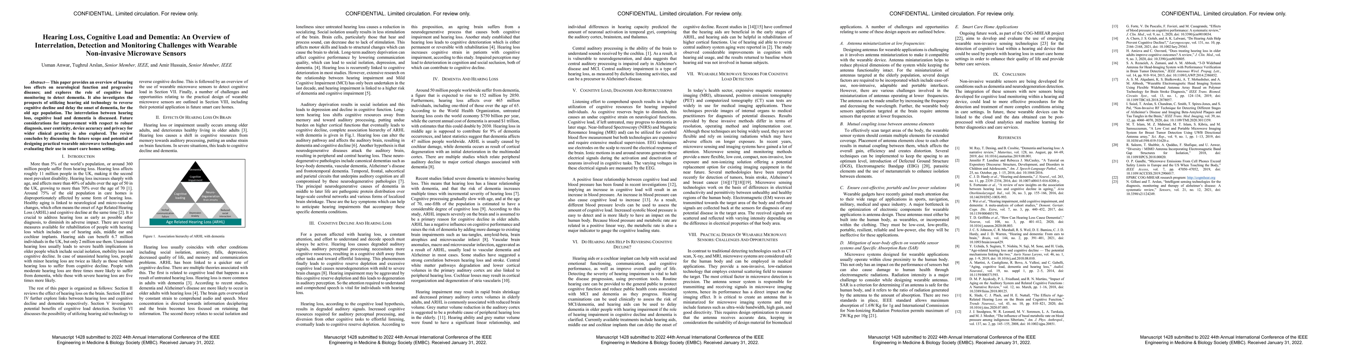 Thumbnail for Hearing Loss, Cognitive Load and Dementia: An Overview of Interrelation,
  Detection and Monitoring Challenges with Wearable Non-invasive Microwave
  Sensors