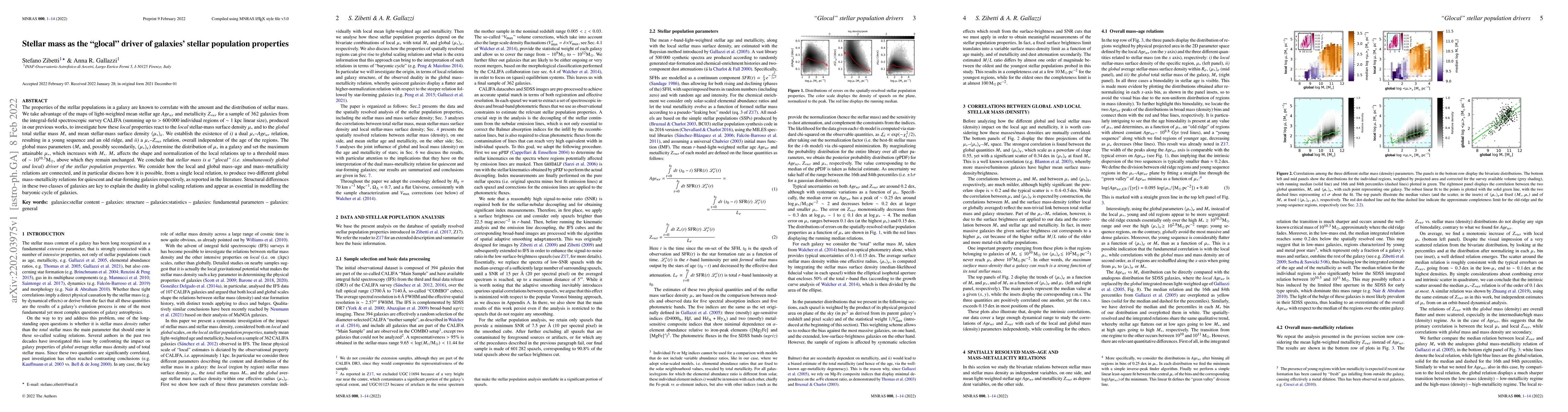 Thumbnail for Stellar mass as the "glocal" driver of galaxies' stellar population
  properties