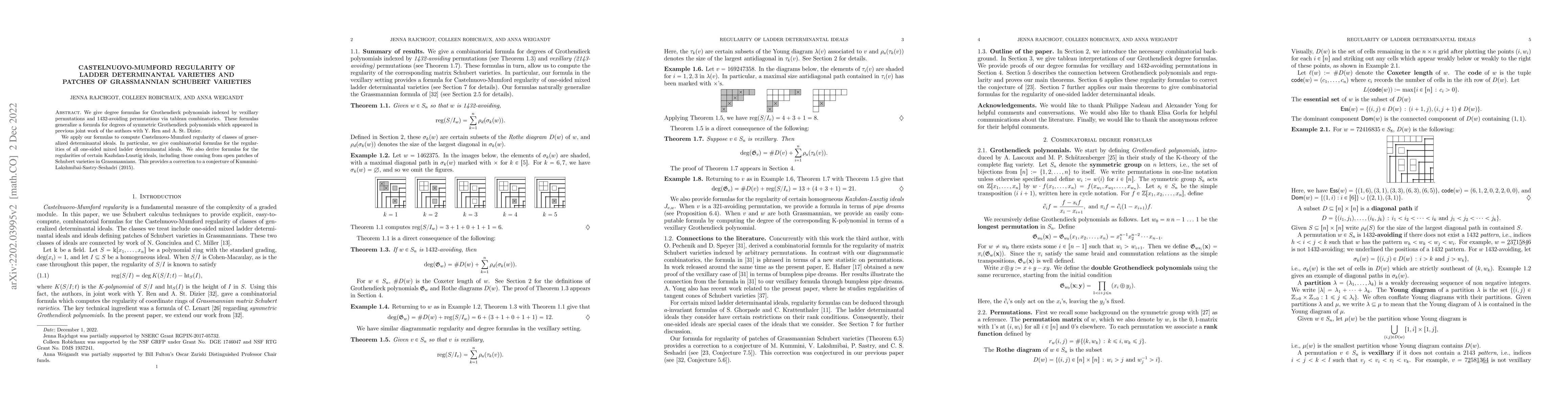 Thumbnail for Castelnuovo-Mumford regularity of ladder determinantal varieties and
  patches of Grassmannian Schubert varieties
