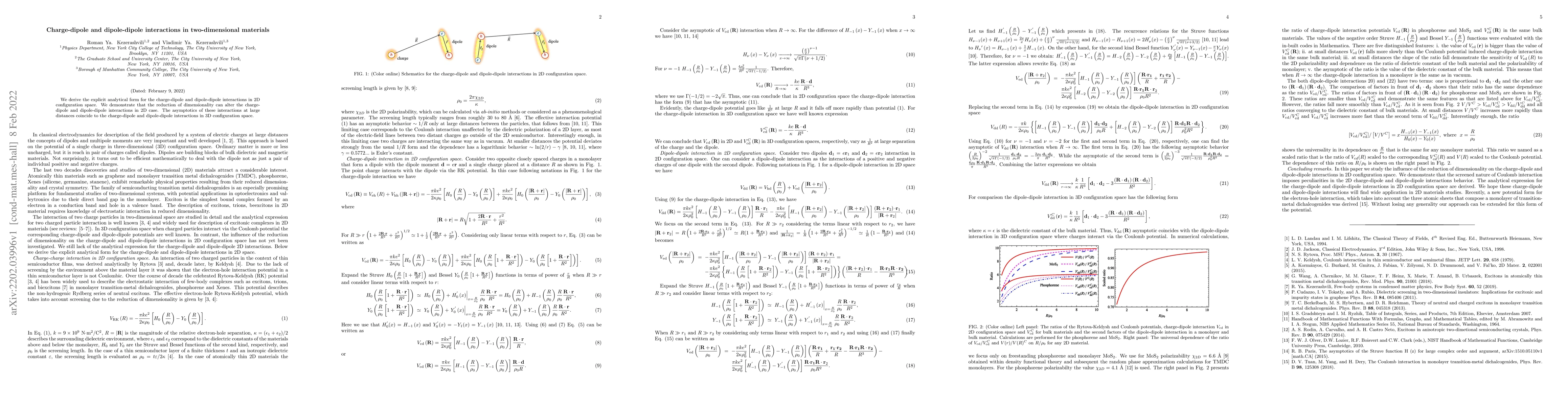 Thumbnail for Charge-dipole and dipole-dipole interactions in two-dimensional
  materials