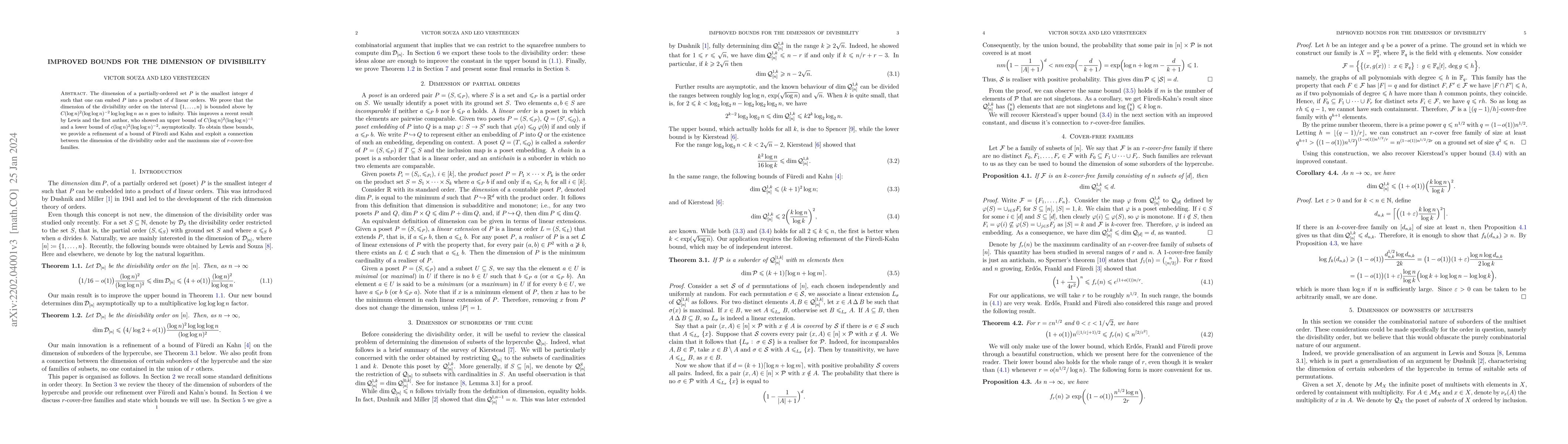 Thumbnail for Improved bounds for the dimension of divisibility