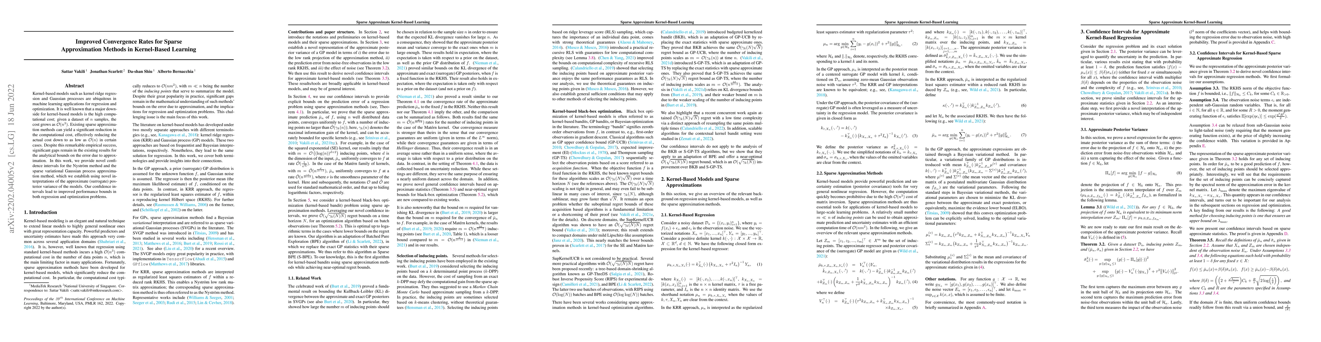 Thumbnail for Improved Convergence Rates for Sparse Approximation Methods in
  Kernel-Based Learning