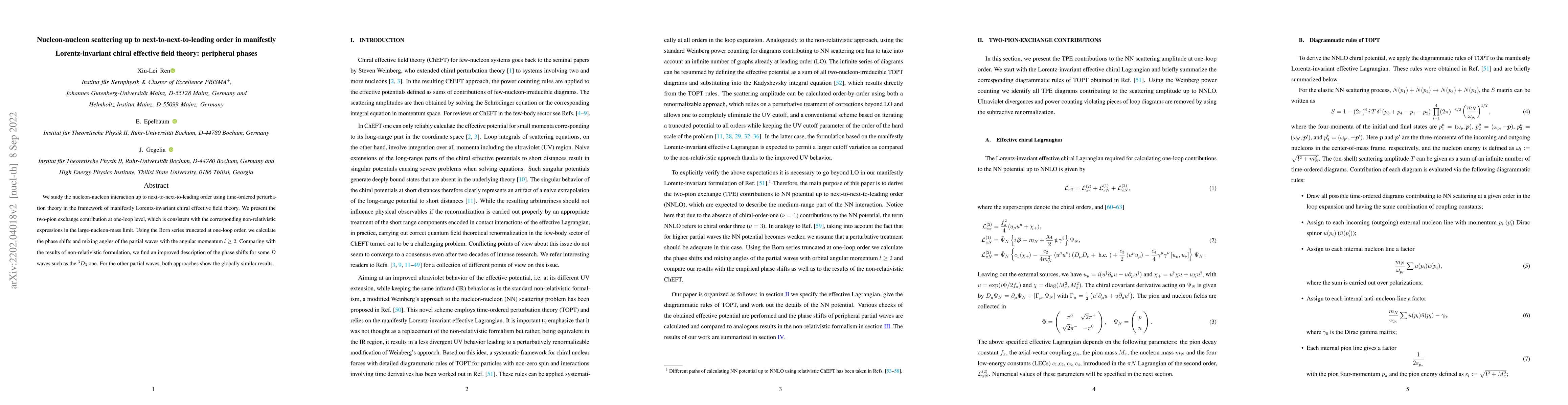 Thumbnail for Nucleon-nucleon scattering up to next-to-next-to-leading order in
  manifestly Lorentz-invariant chiral effective field theory: peripheral phases
