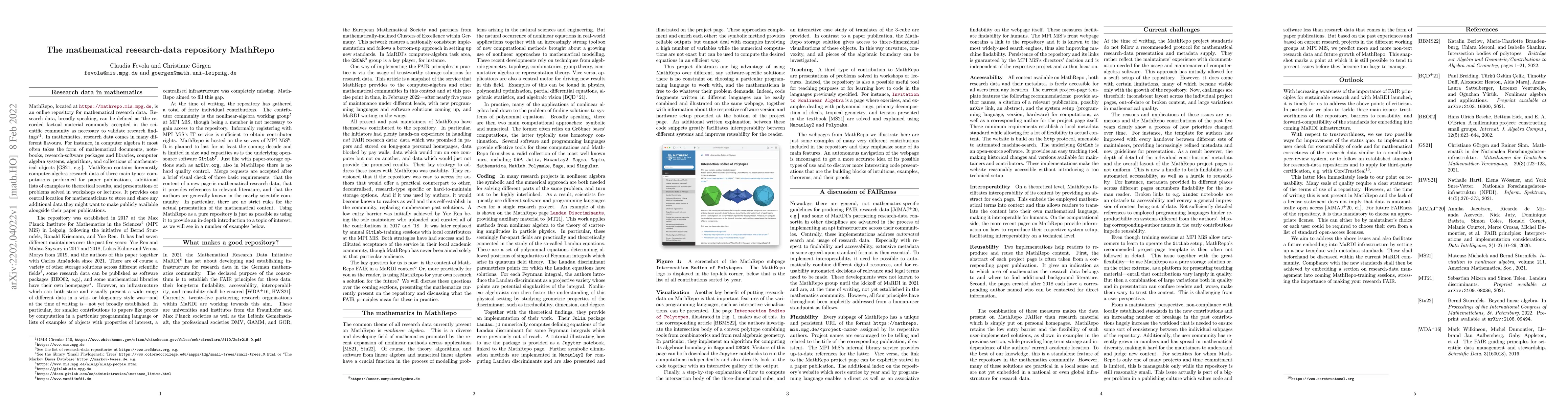 Thumbnail for The mathematical research-data repository MathRepo