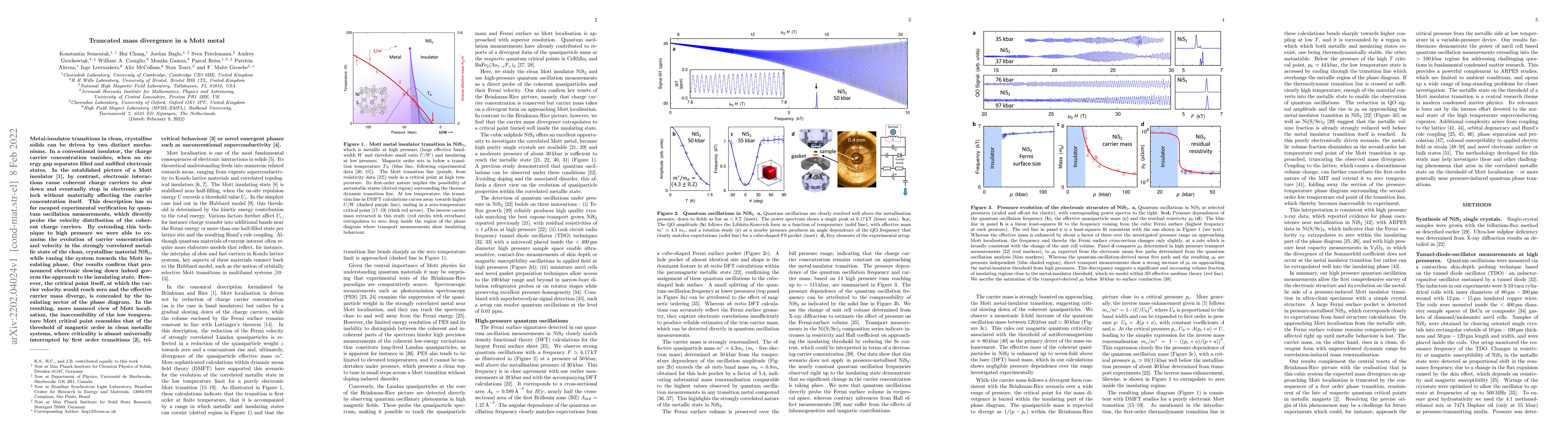 Thumbnail for Truncated mass divergence in a Mott metal