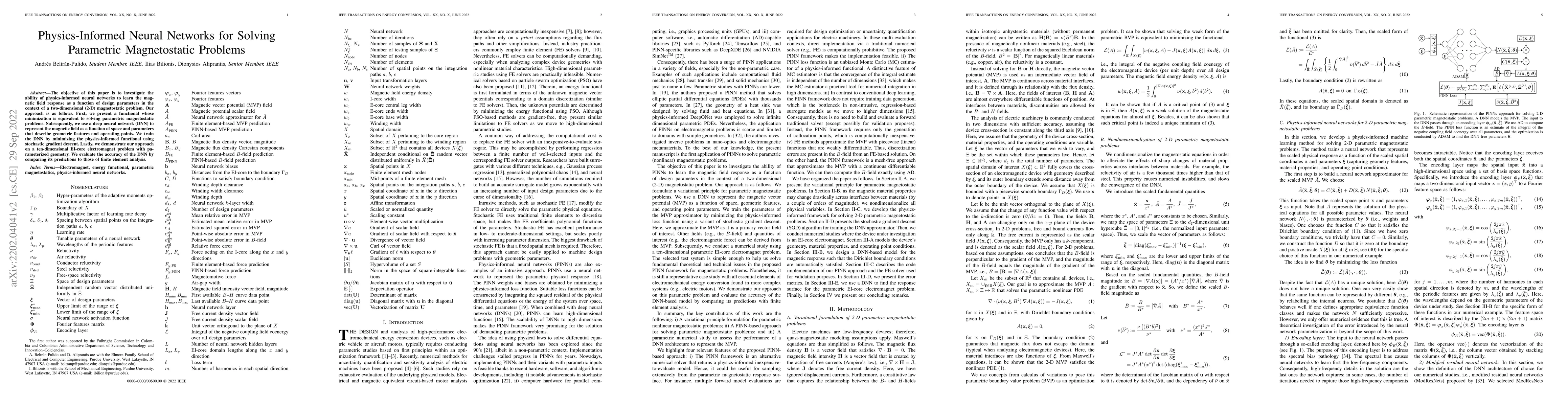 Thumbnail for Physics-informed neural networks for solving parametric magnetostatic
  problems