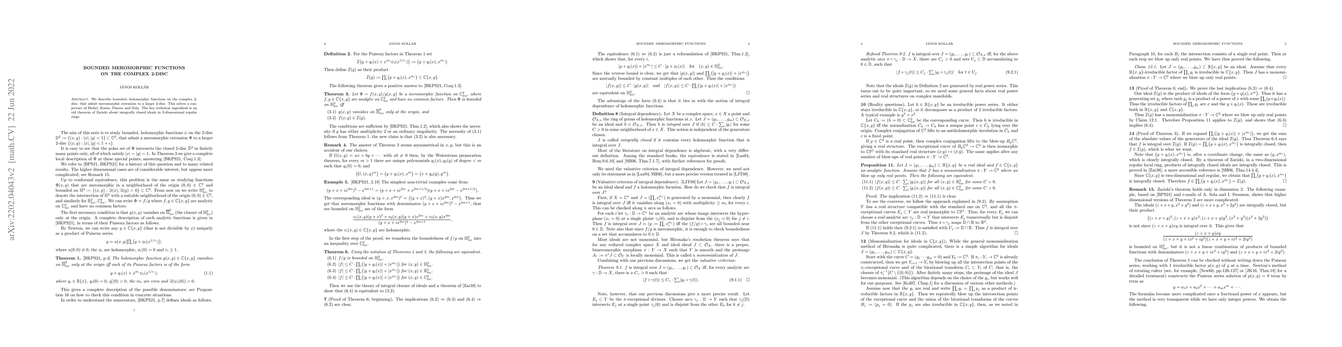 Thumbnail for Bounded meromorphic functions on the complex 2-disc