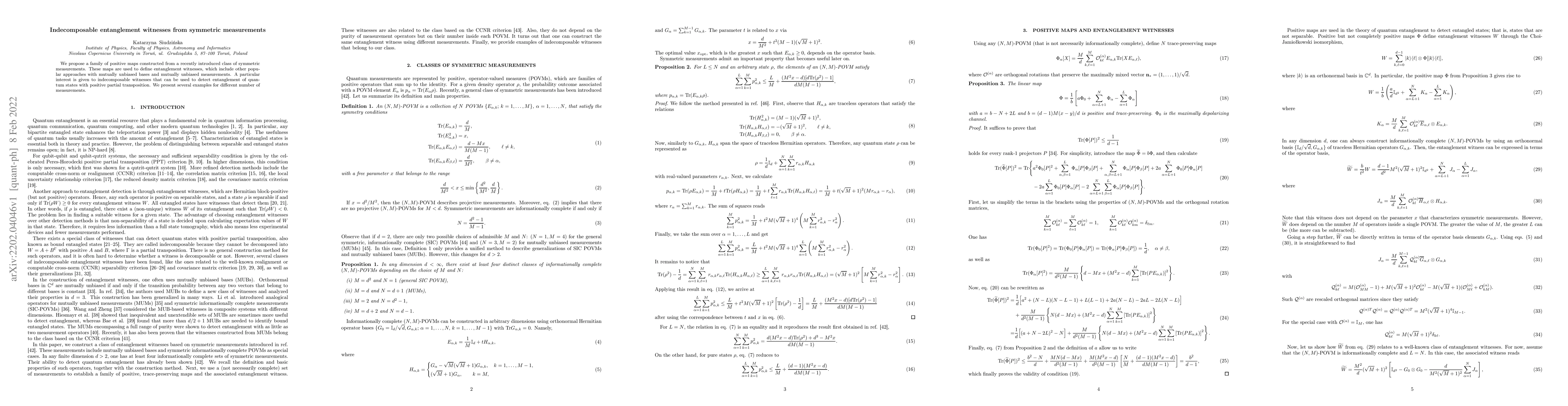 Thumbnail for Indecomposable entanglement witnesses from symmetric measurements
