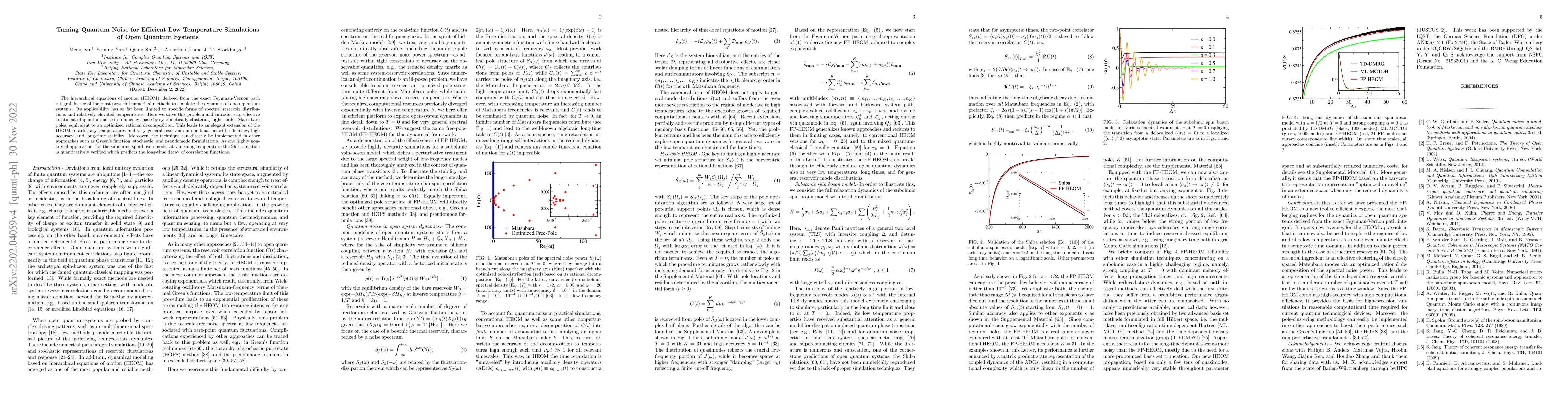 Thumbnail for Taming Quantum Noise for Efficient Low Temperature Simulations of Open
  Quantum Systems