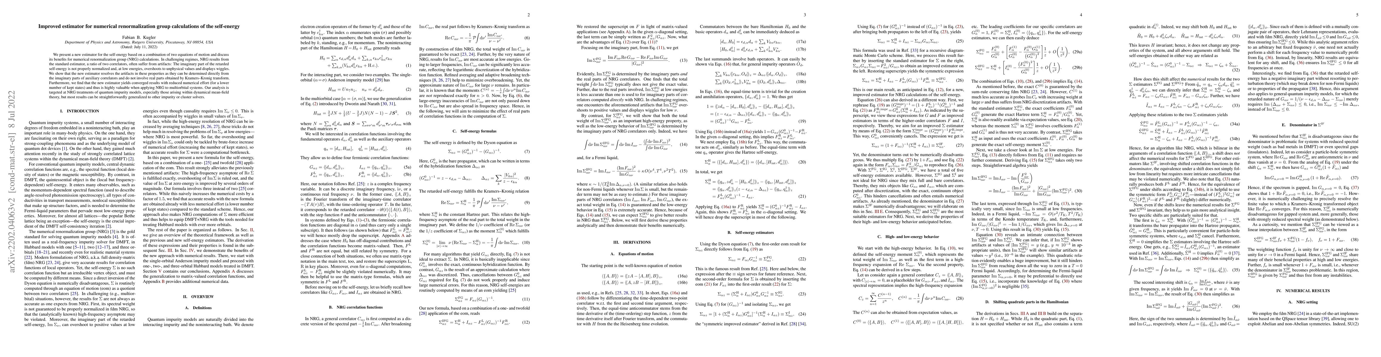 Thumbnail for Improved estimator for numerical renormalization group calculations of
  the self-energy