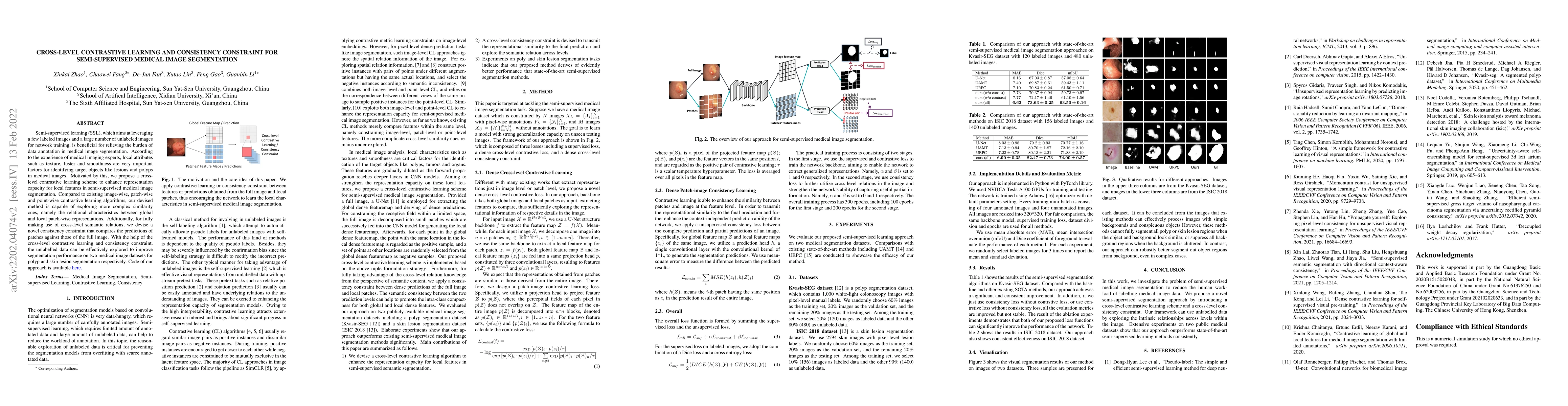 Thumbnail for Cross-level Contrastive Learning and Consistency Constraint for
  Semi-supervised Medical Image Segmentation