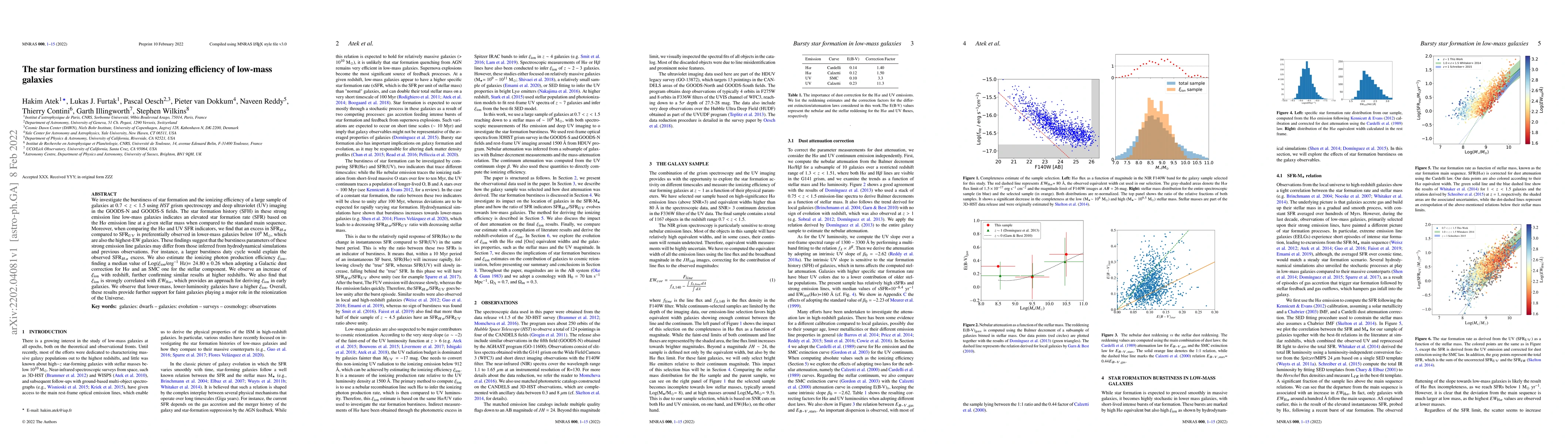 Thumbnail for The Star Formation Burstiness and Ionizing Efficiency of Low-mass
  Galaxies