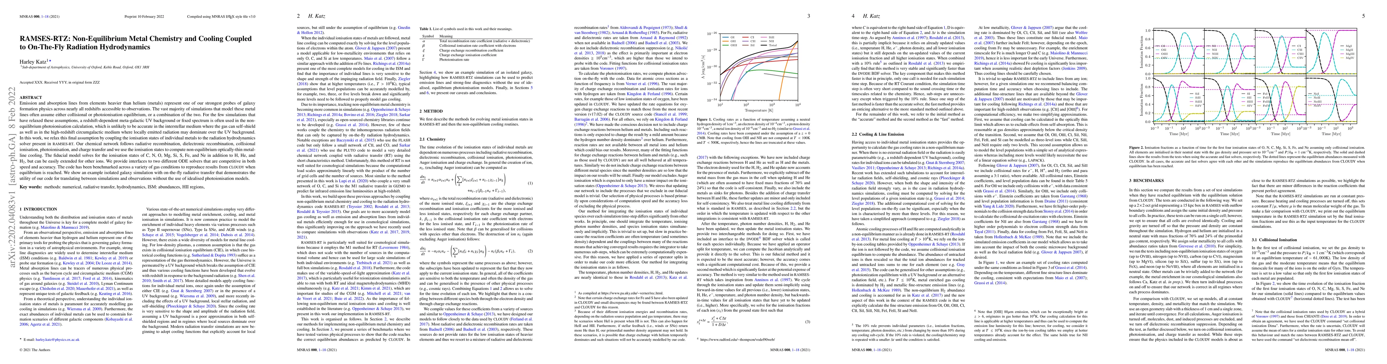 Thumbnail for RAMSES-RTZ: Non-Equilibrium Metal Chemistry and Cooling Coupled to
  On-The-Fly Radiation Hydrodynamics
