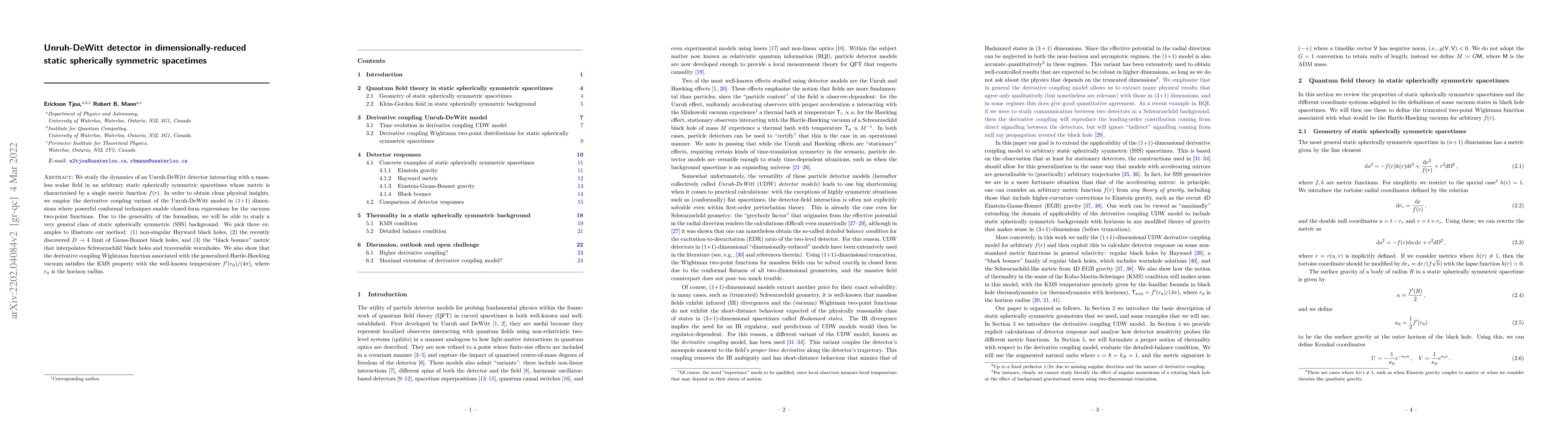 Thumbnail for Unruh-DeWitt detector in dimensionally-reduced static spherically
  symmetric spacetimes
