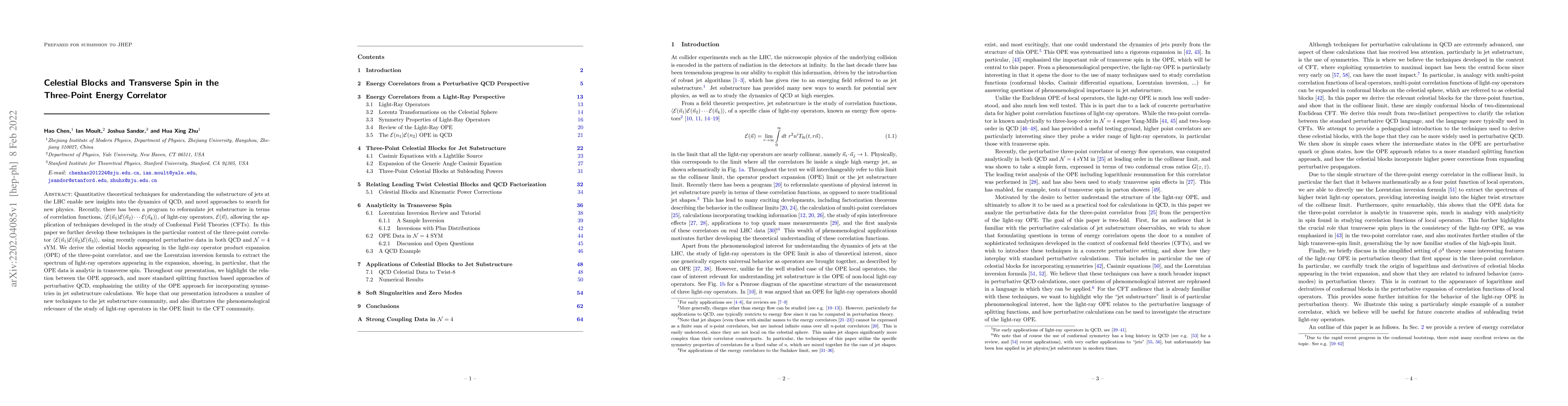 Thumbnail for Celestial Blocks and Transverse Spin in the Three-Point Energy
  Correlator