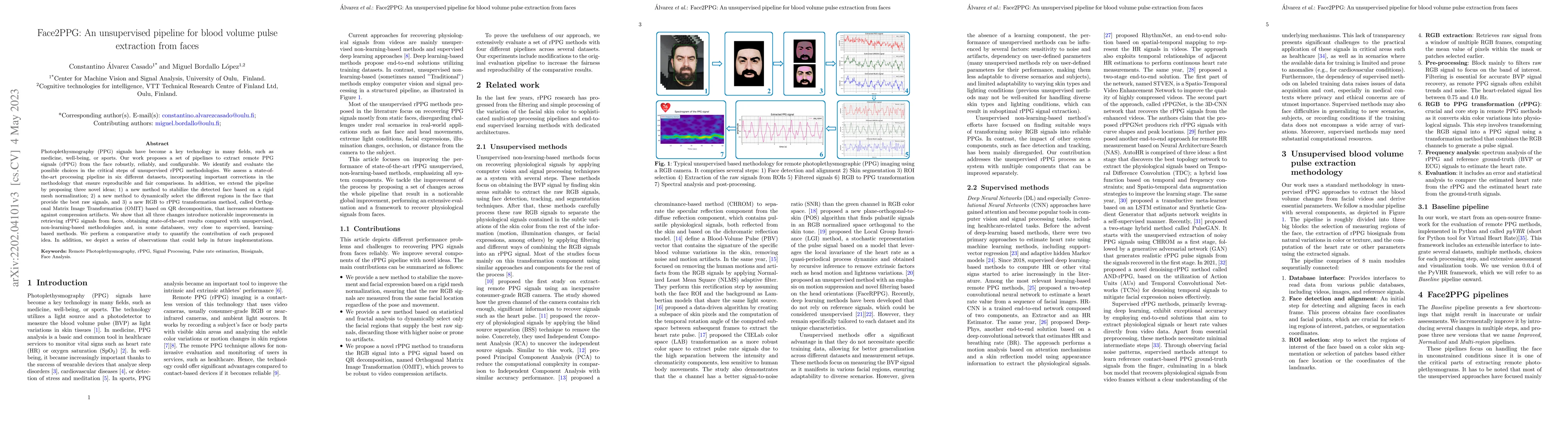 Thumbnail for Face2PPG: An unsupervised pipeline for blood volume pulse extraction
  from faces