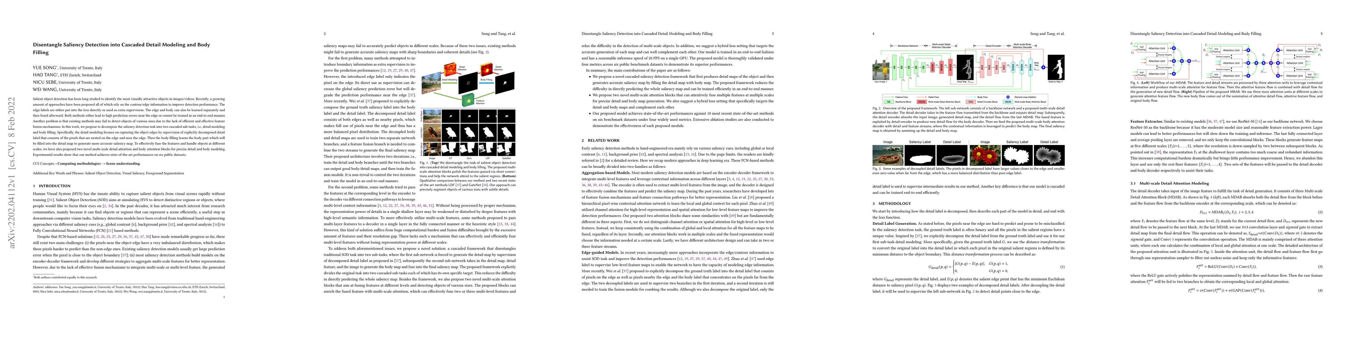 Thumbnail for Disentangle Saliency Detection into Cascaded Detail Modeling and Body
  Filling