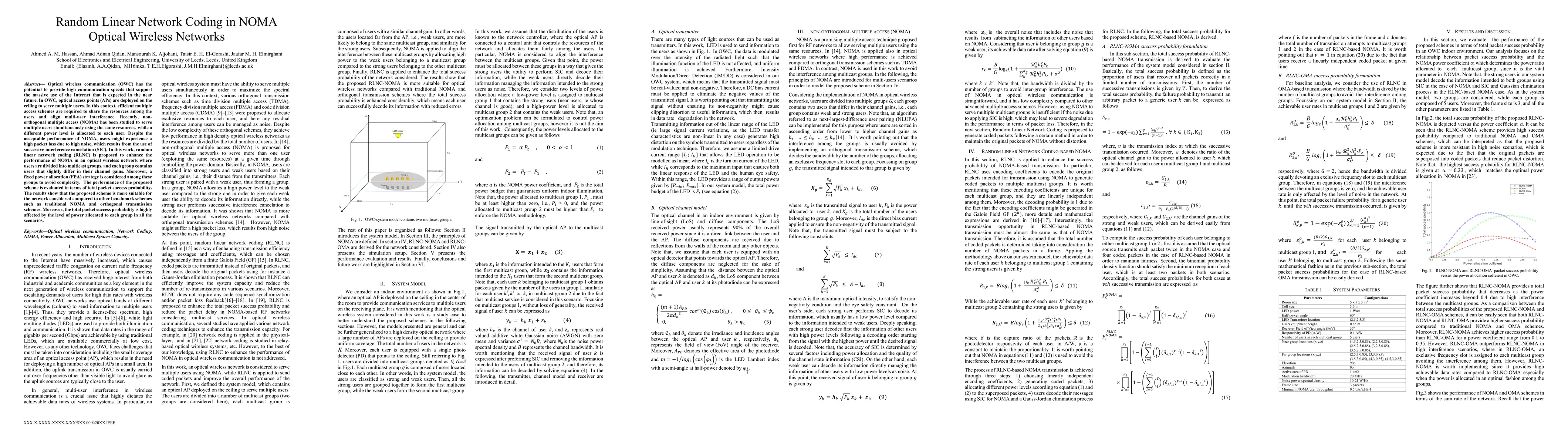 Thumbnail for Random Linear Network Coding in NOMA Optical Wireless Networks