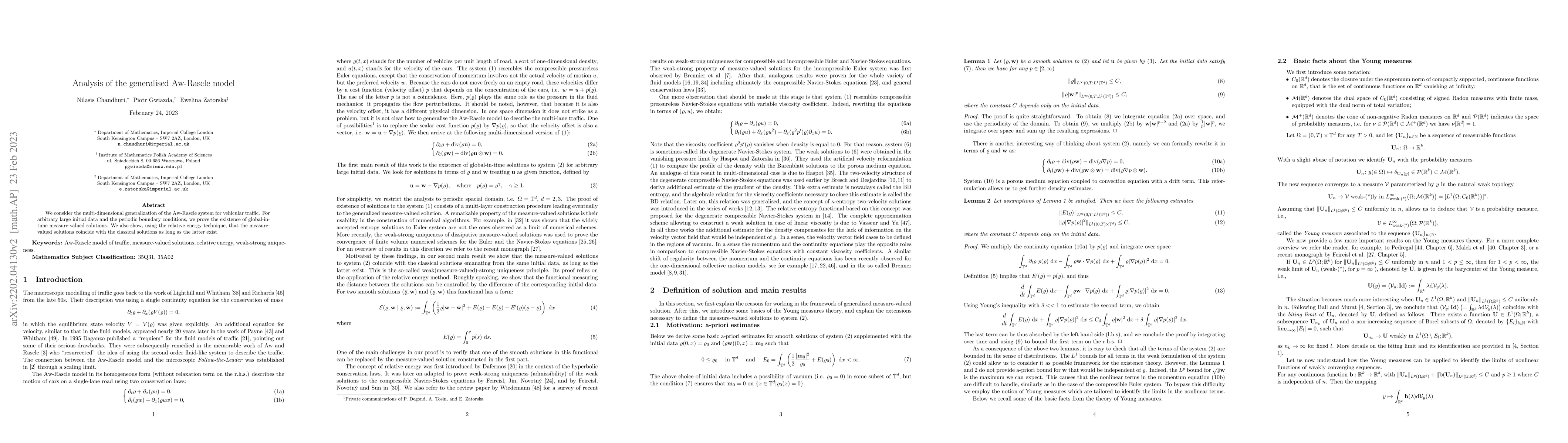 Thumbnail for Analysis of the generalised Aw-Rascle model