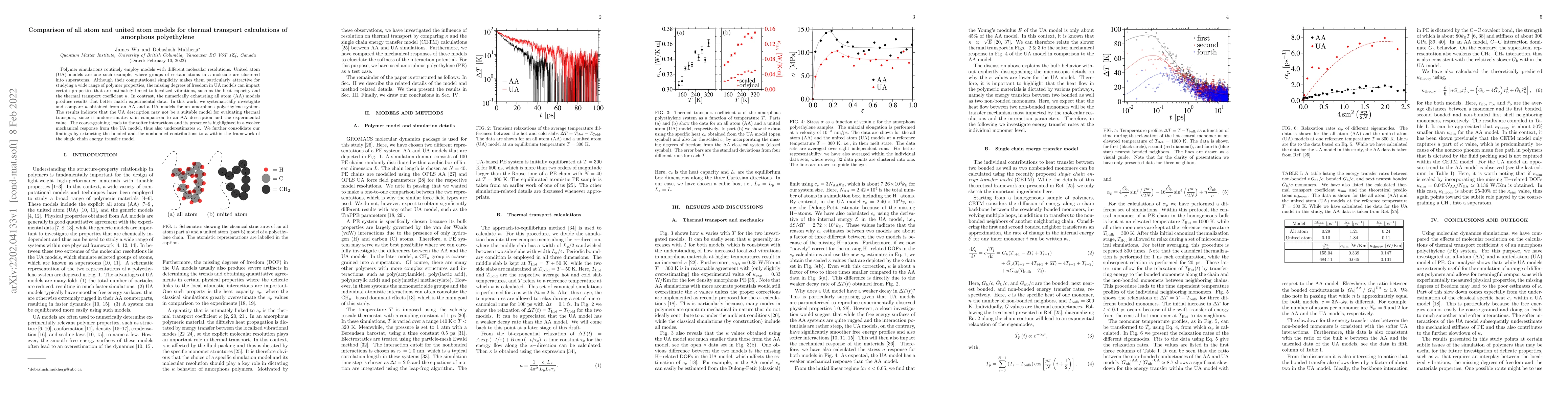 Thumbnail for Comparison of all atom and united atom models for thermal transport
  calculations of amorphous polyethylene