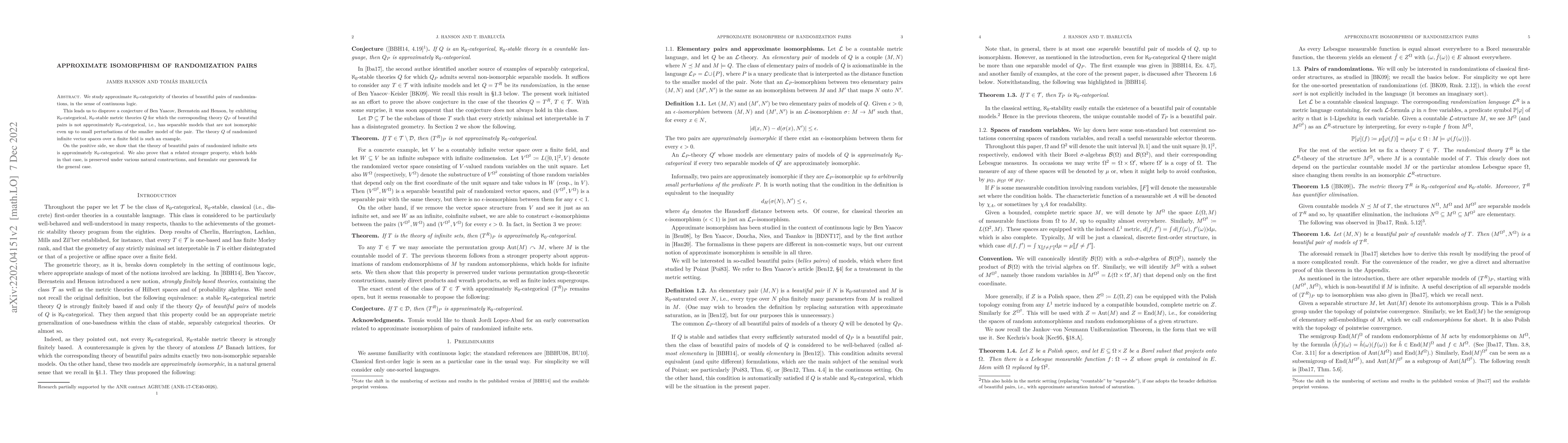 Thumbnail for Approximate isomorphism of randomization pairs