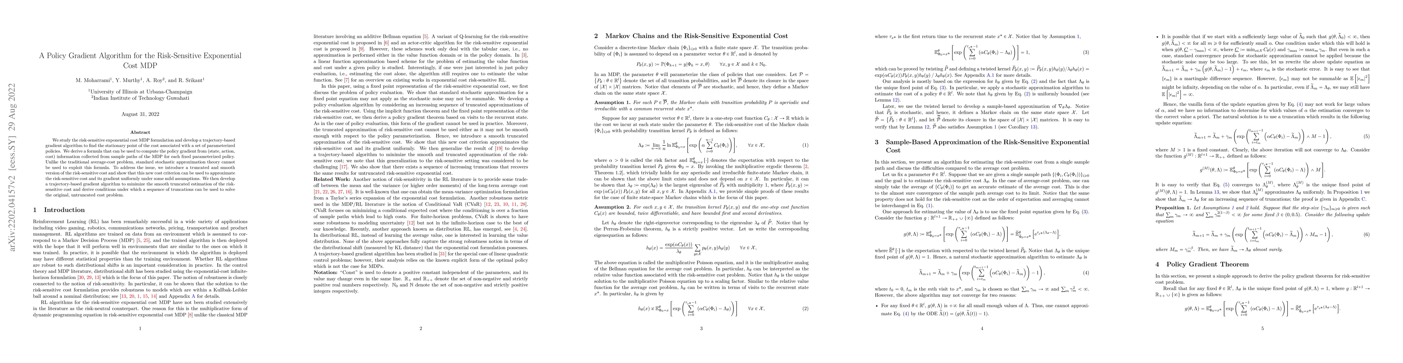 Thumbnail for A Policy Gradient Algorithm for the Risk-Sensitive Exponential Cost MDP