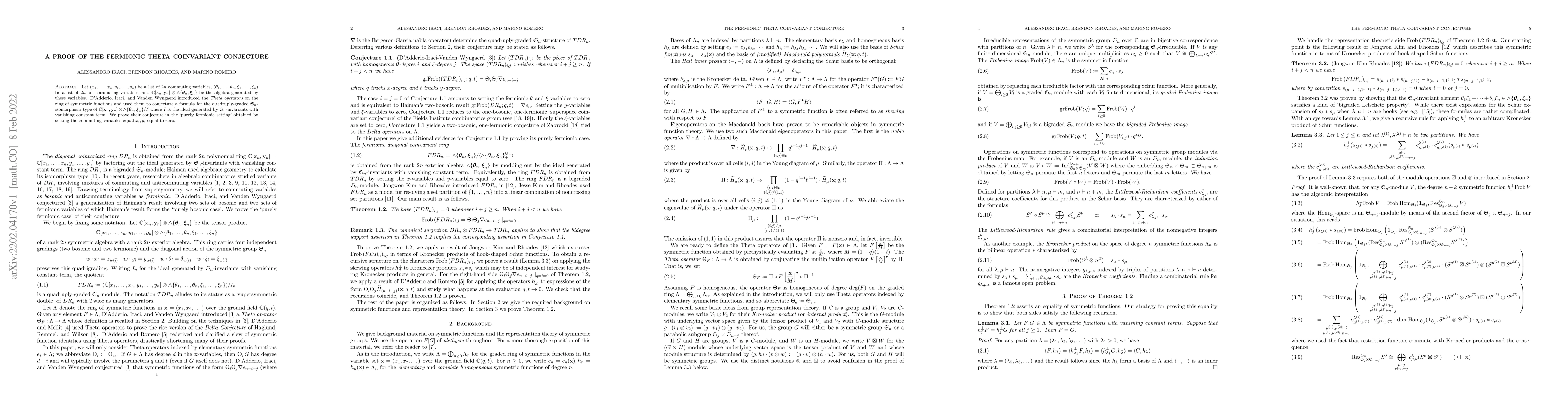 Thumbnail for A proof of the fermionic Theta coinvariant conjecture