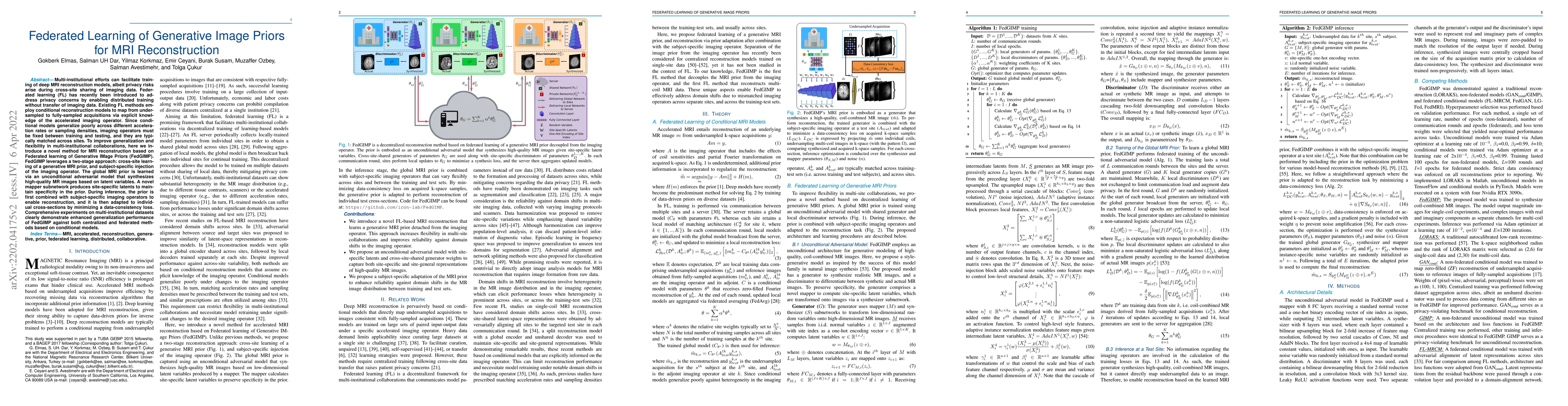 Thumbnail for Federated Learning of Generative Image Priors for MRI Reconstruction