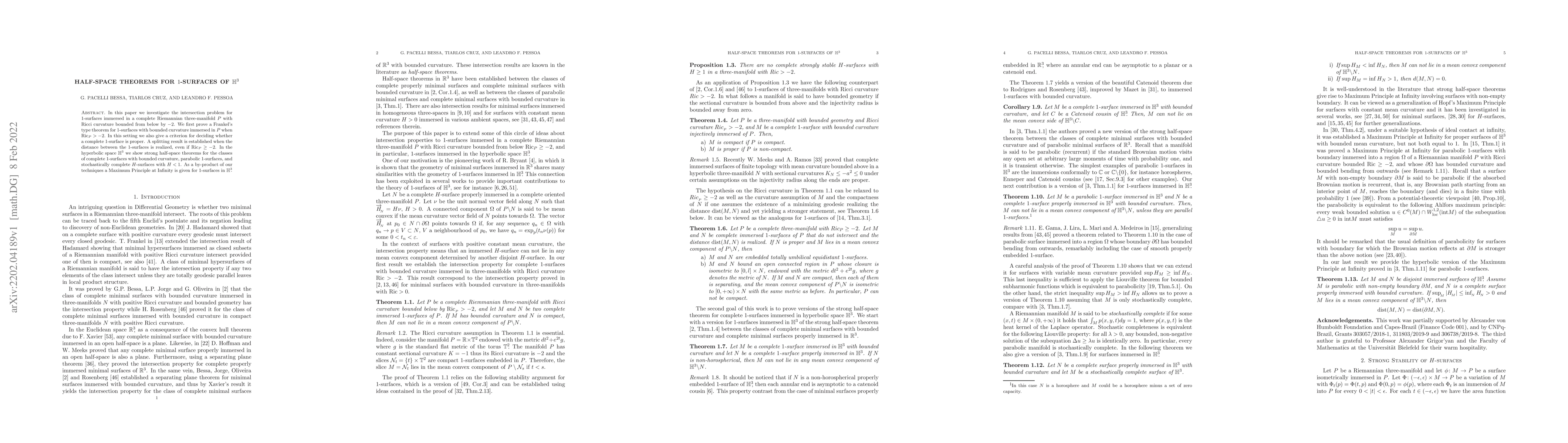 Thumbnail for Half-space theorems for $1$-surfaces of $\mathbb{H}^3$