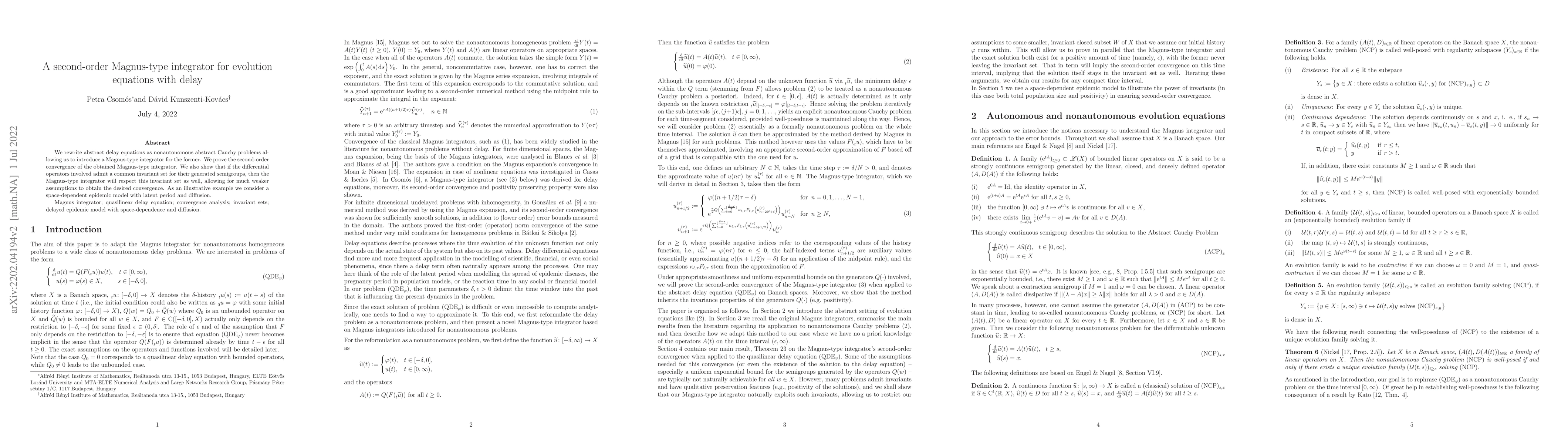 Thumbnail for A second-order Magnus-type integrator for evolution equations with delay