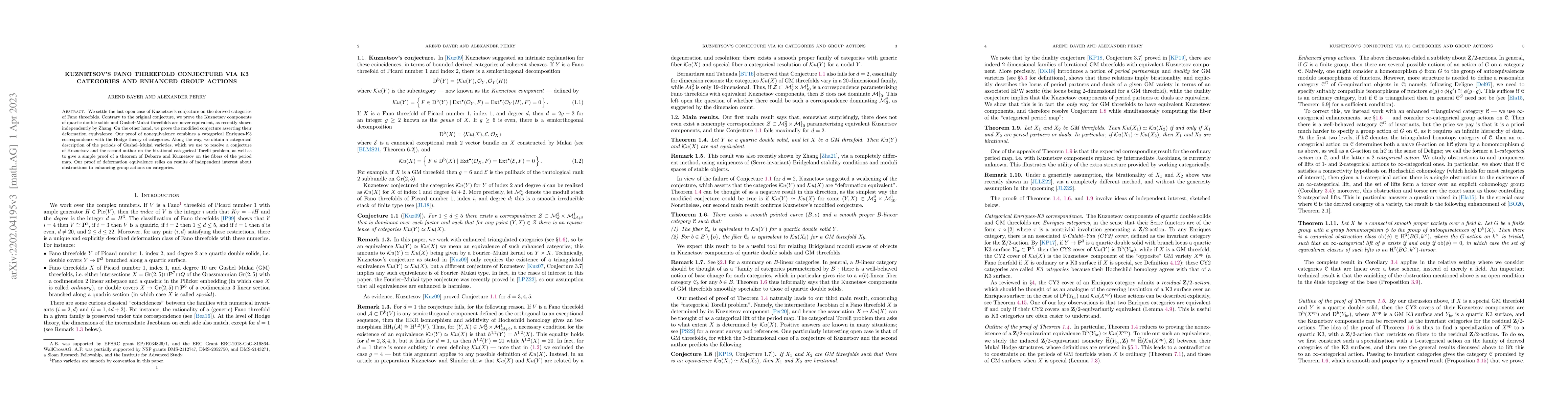 Thumbnail for Kuznetsov's Fano threefold conjecture via K3 categories and enhanced
  group actions