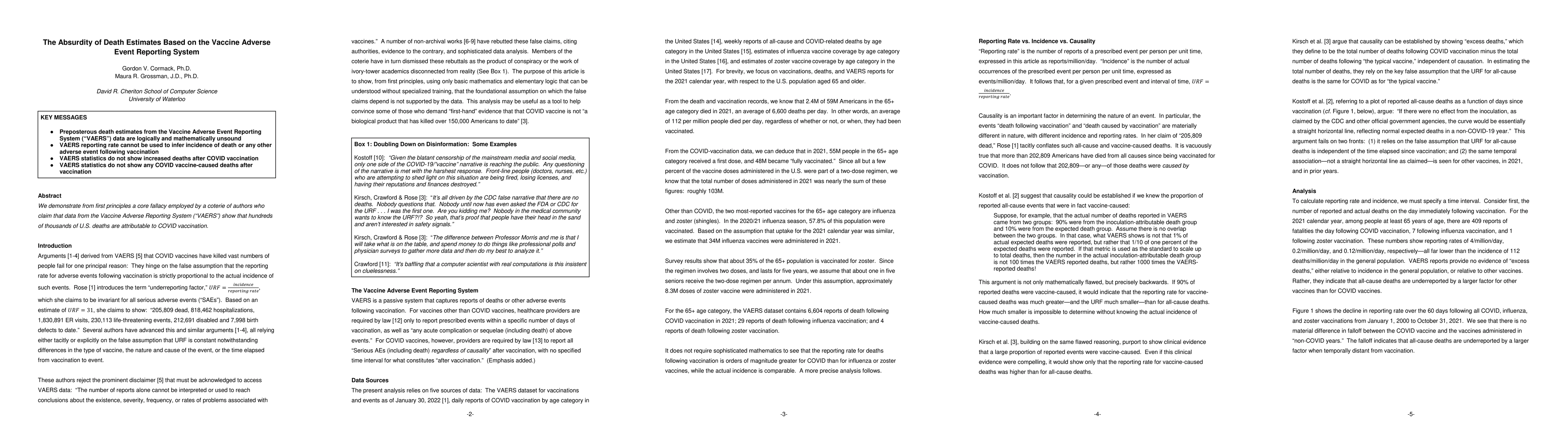 Thumbnail for The Absurdity of Death Estimates Based on the Vaccine Adverse Event
  Reporting System