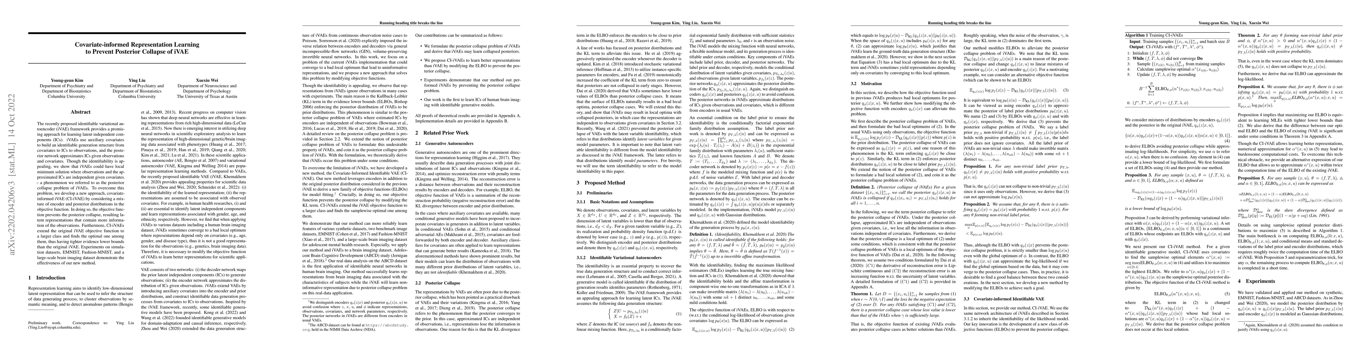 Thumbnail for Covariate-informed Representation Learning to Prevent Posterior Collapse
  of iVAE