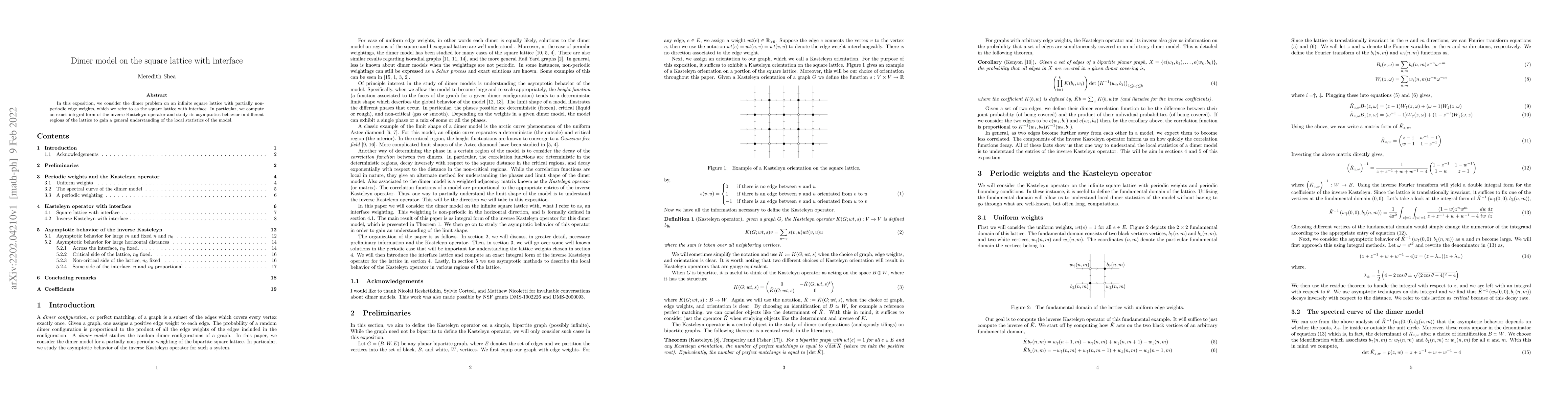 Thumbnail for Dimer model on the square lattice with interface