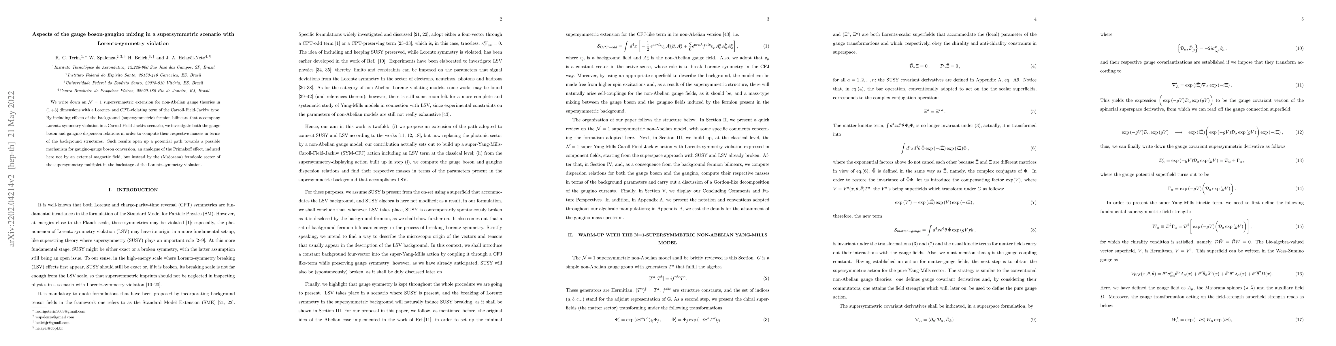 Thumbnail for Aspects of the gauge boson-gaugino mixing in a supersymmetric scenario
  with Lorentz-symmetry violation