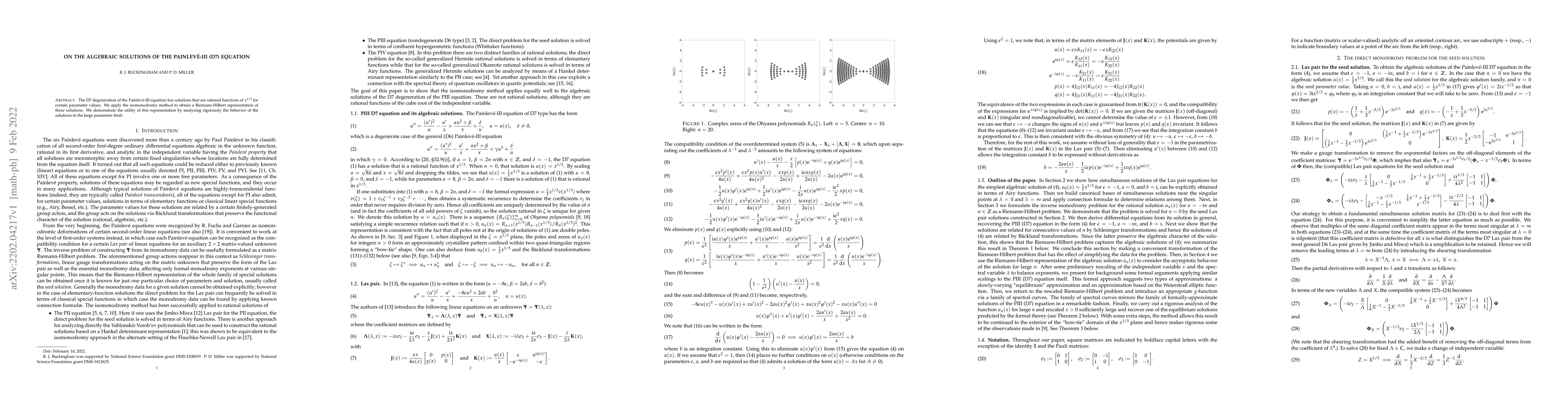 Thumbnail for On the algebraic solutions of the Painleve-III (D7) equation