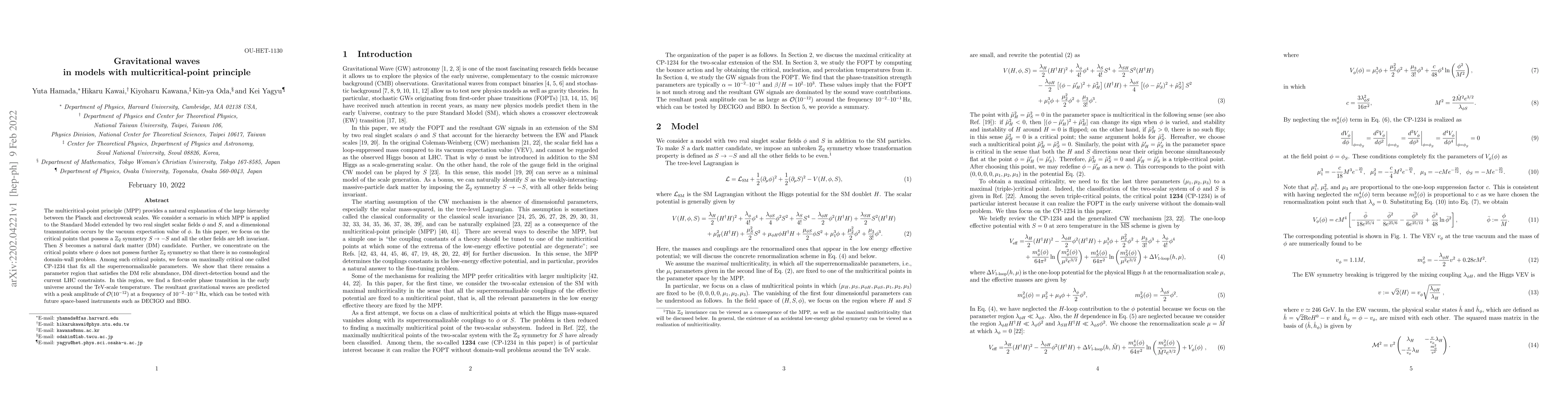Thumbnail for Gravitational waves in models with multicritical-point principle
