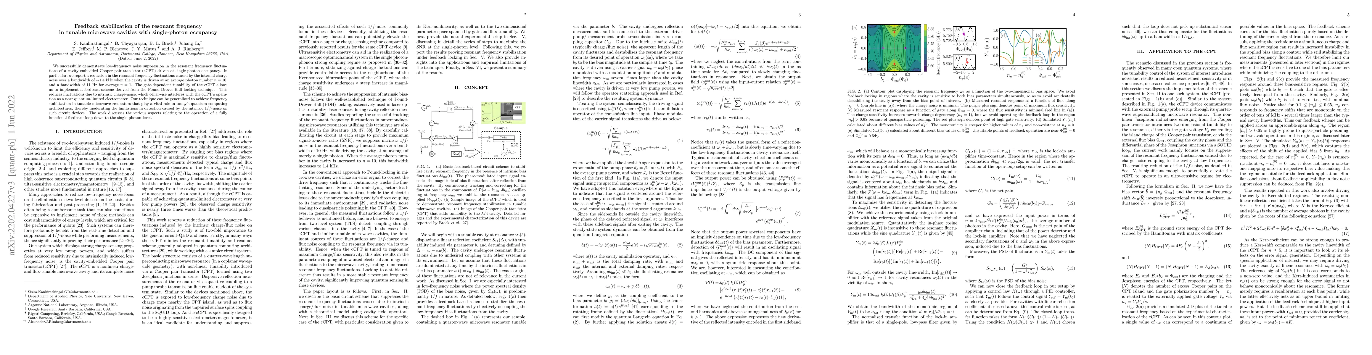 Thumbnail for Feedback stabilization of the resonant frequency in tunable microwave
  cavities with single-photon occupancy