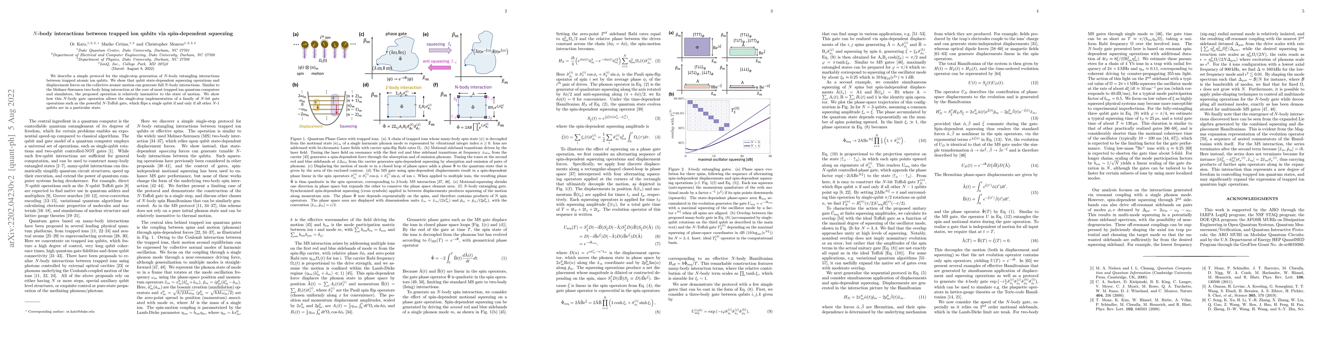 Thumbnail for $N$-body interactions between trapped ion qubits via spin-dependent
  squeezing